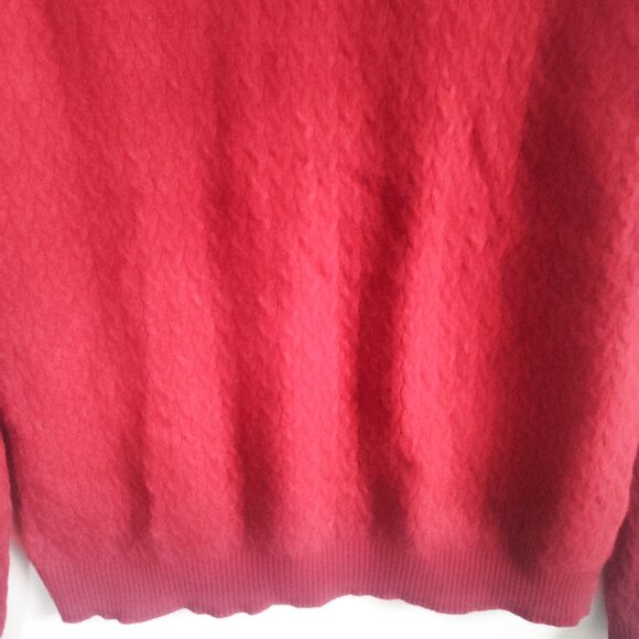 Sweater Cable Knit 100% Cashmere XL Extra Large Red Cable Knit Turtleneck Preppy - Picture 7 of 11